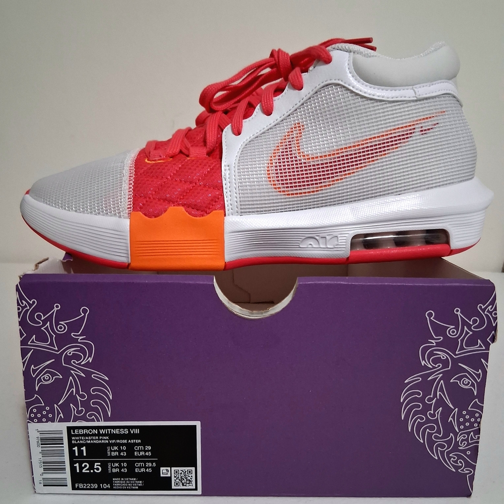 Nike LeBron Witness VIII Basketball Shoe - White/Red/Orange